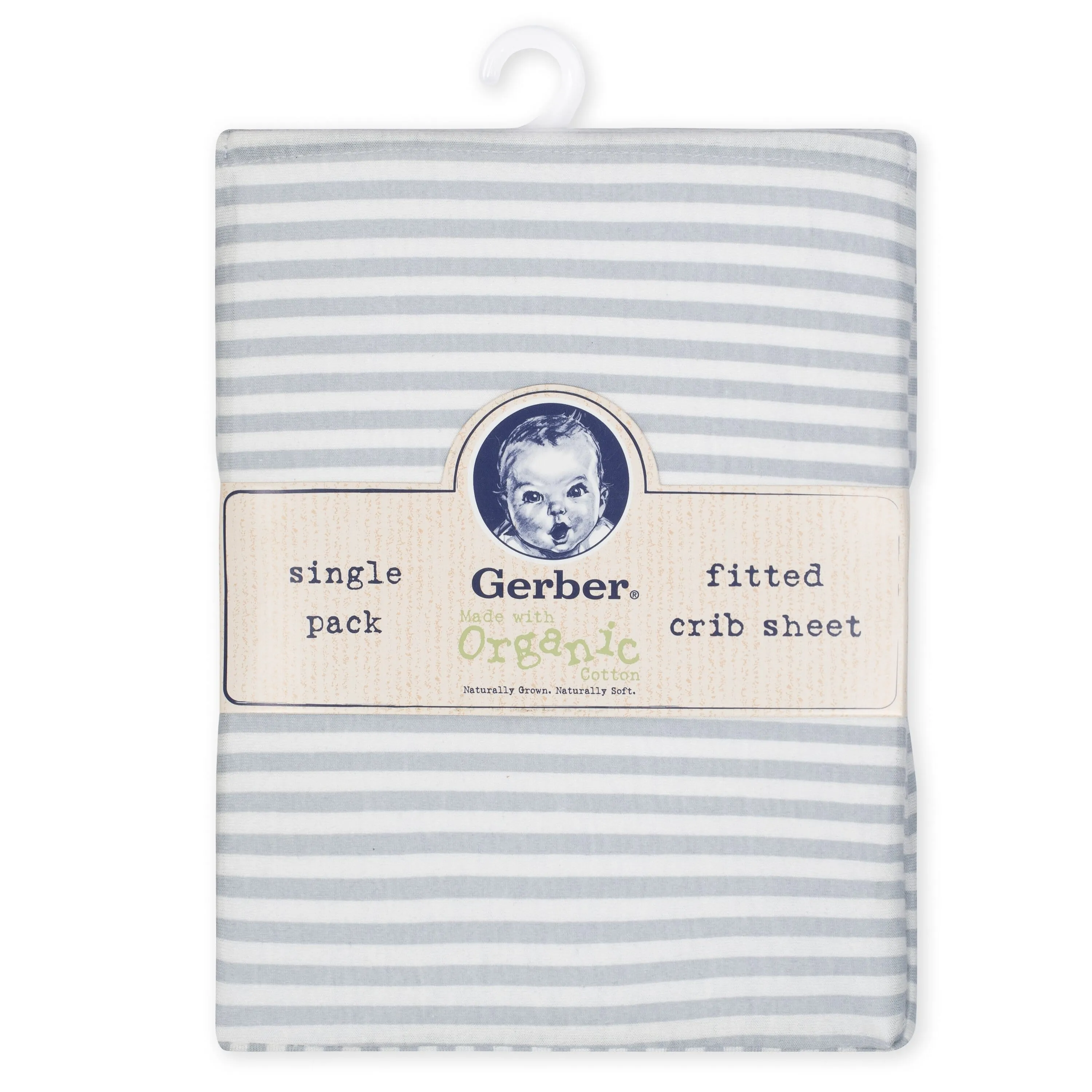 1-Pack Neutral Grey Stripe Organic Fitted Crib Sheet