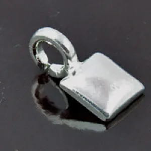 11mm Glue on Bail, w/5.6mm Ring, Square Silvertone, pack of 6