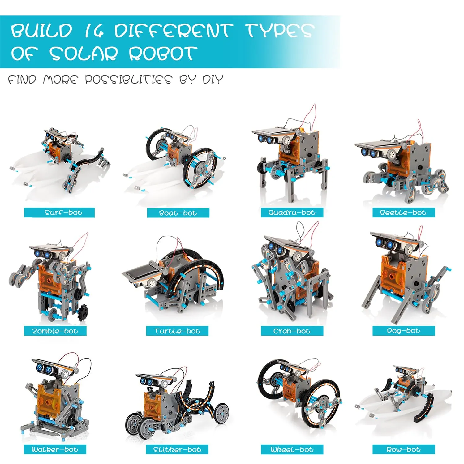 14-in-1 Solar Robot Kit, Educational STEM Science Toy, DIY Solar Power Building Kit, Gift for Kids Boys Girls 8 9 10 11 12 Years Old