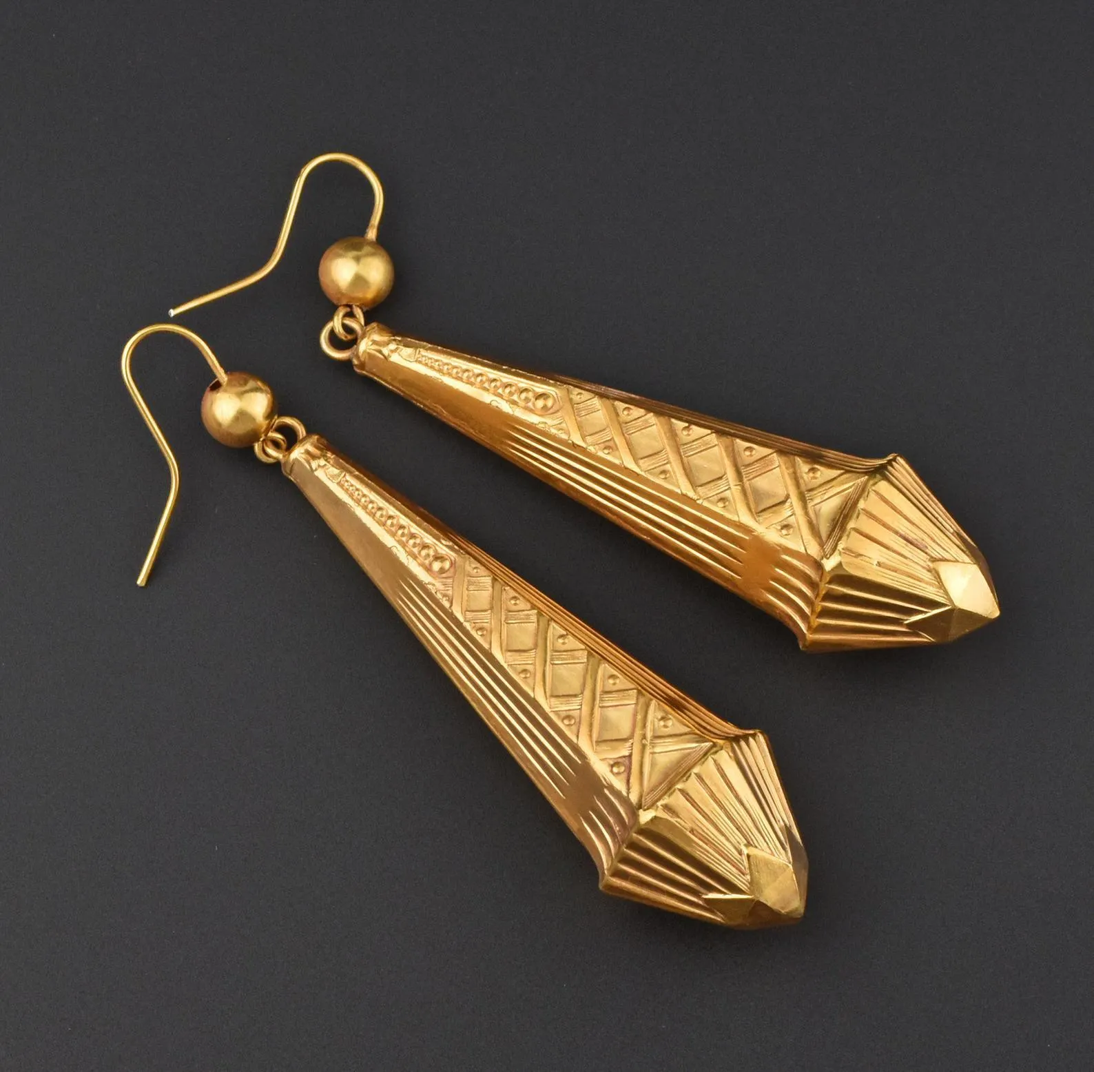 18K Gold Silver Large Art Nouveau Chandelier Earrings