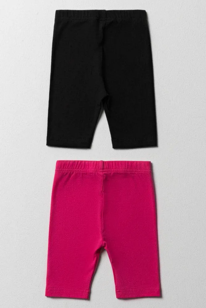 2 Pack Crop Leggings Black & Pink