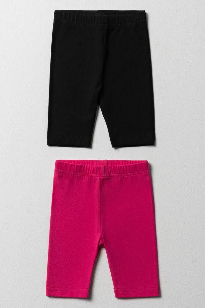 2 Pack Crop Leggings Black & Pink