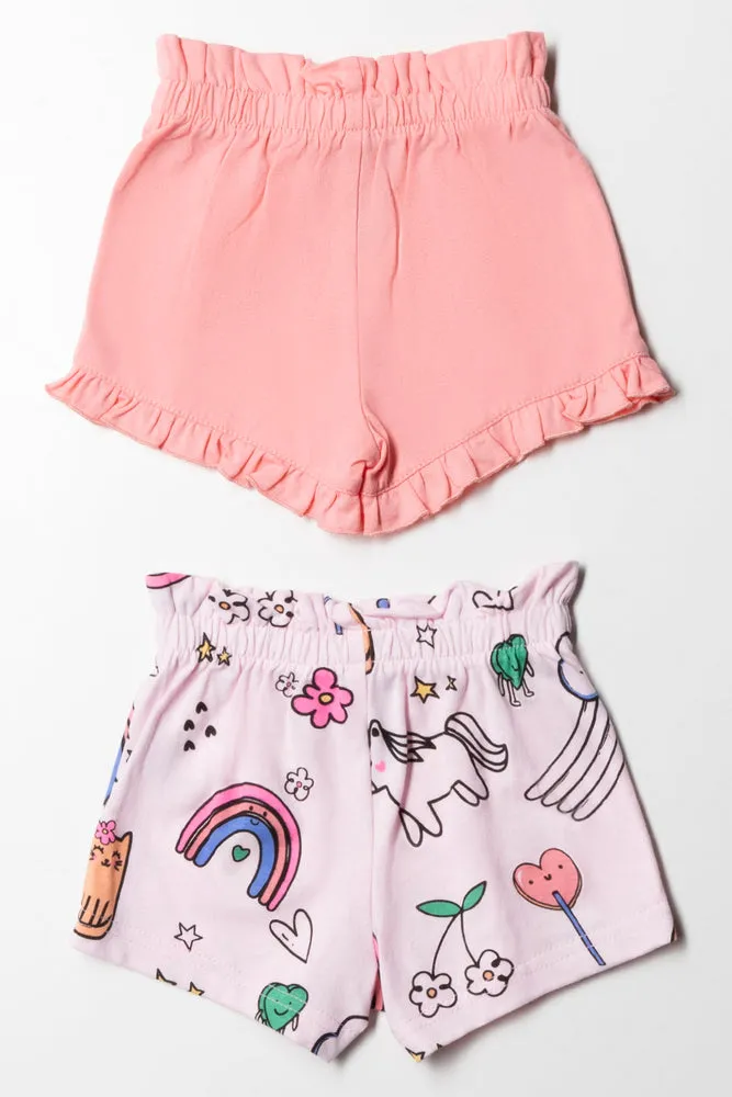 2 Pack Knit Shorts Peach