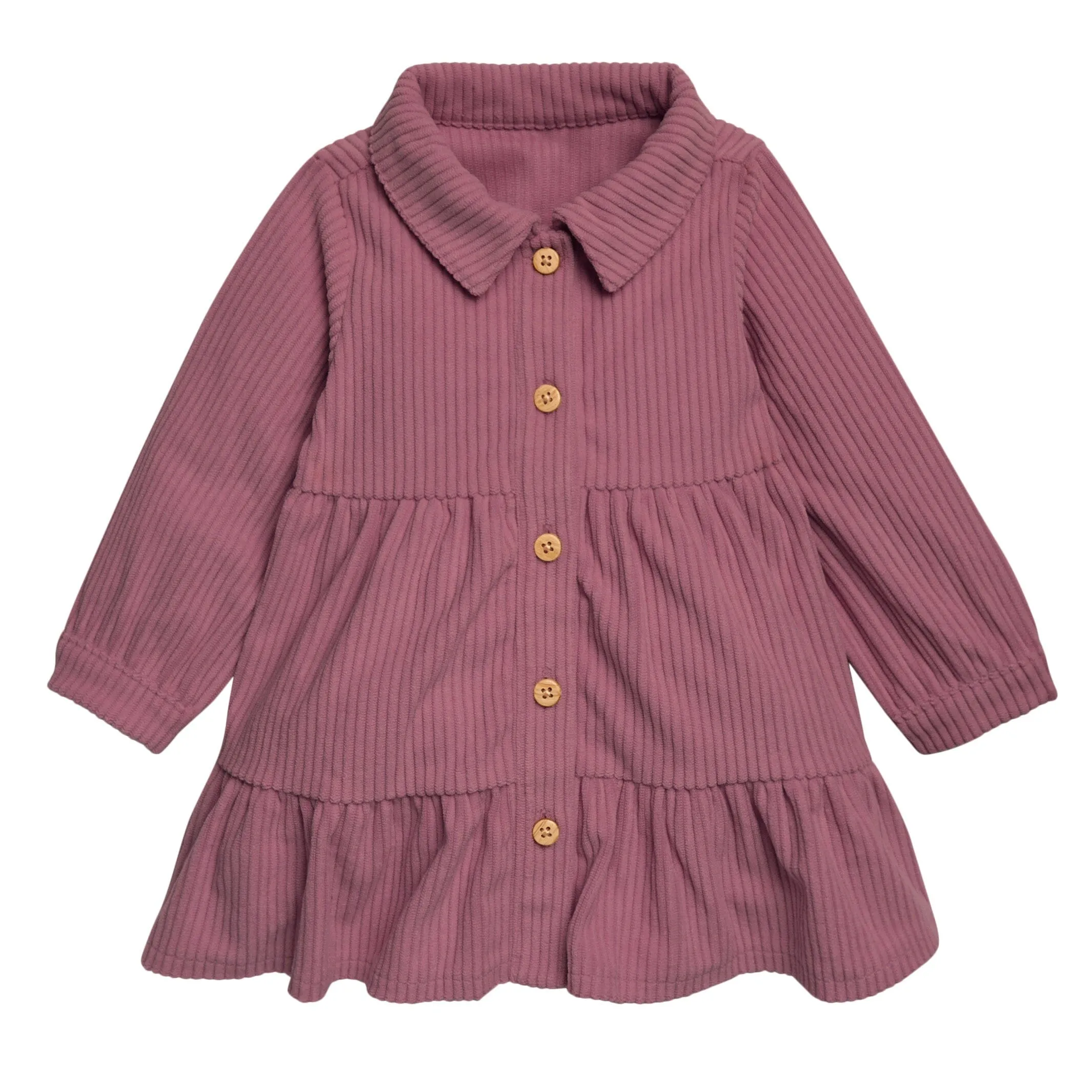 2-Piece Baby Girls Wine Corduroy Dress Set