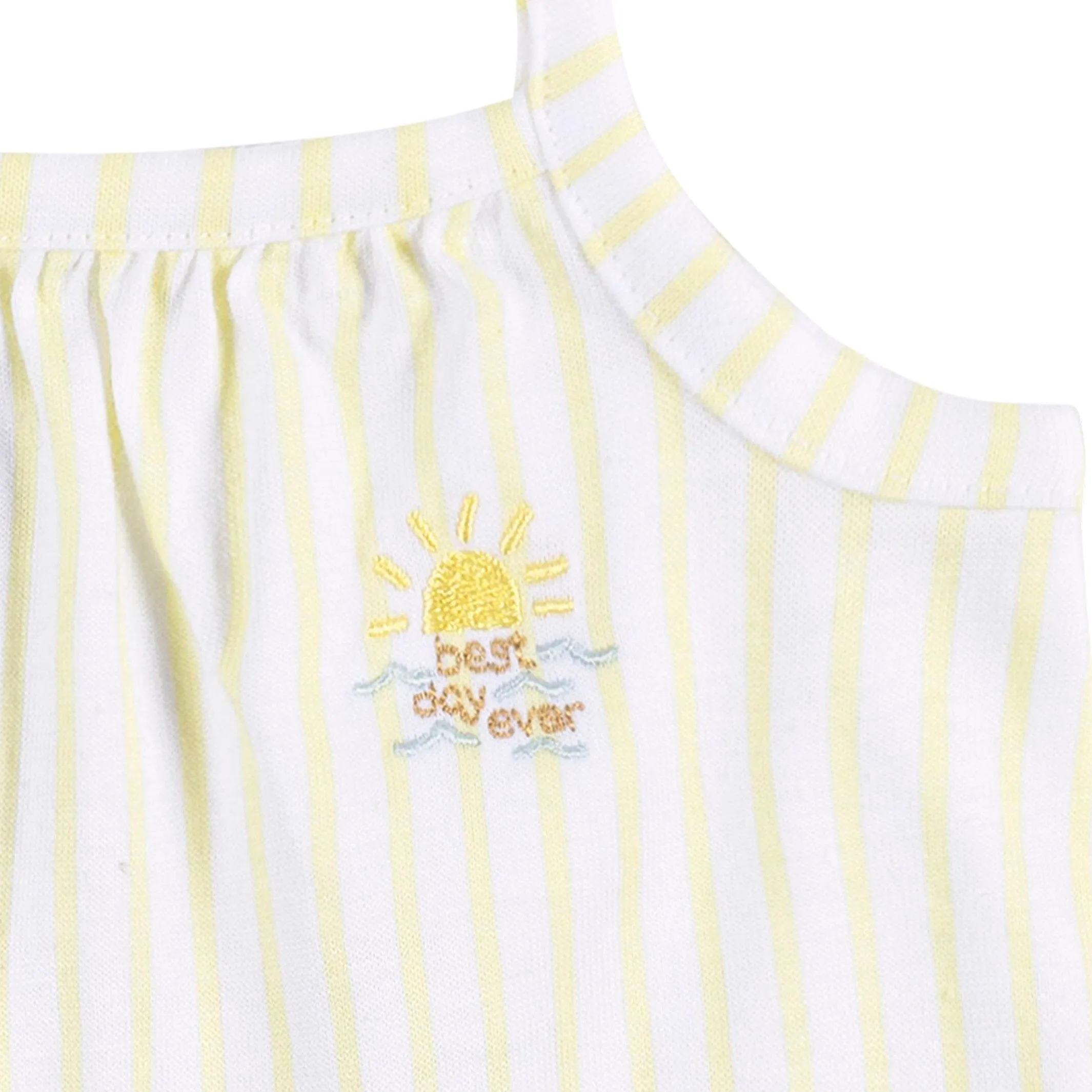 2-Piece Baby Girls Yellow Stripe Tank Top & Diaper Cover Set