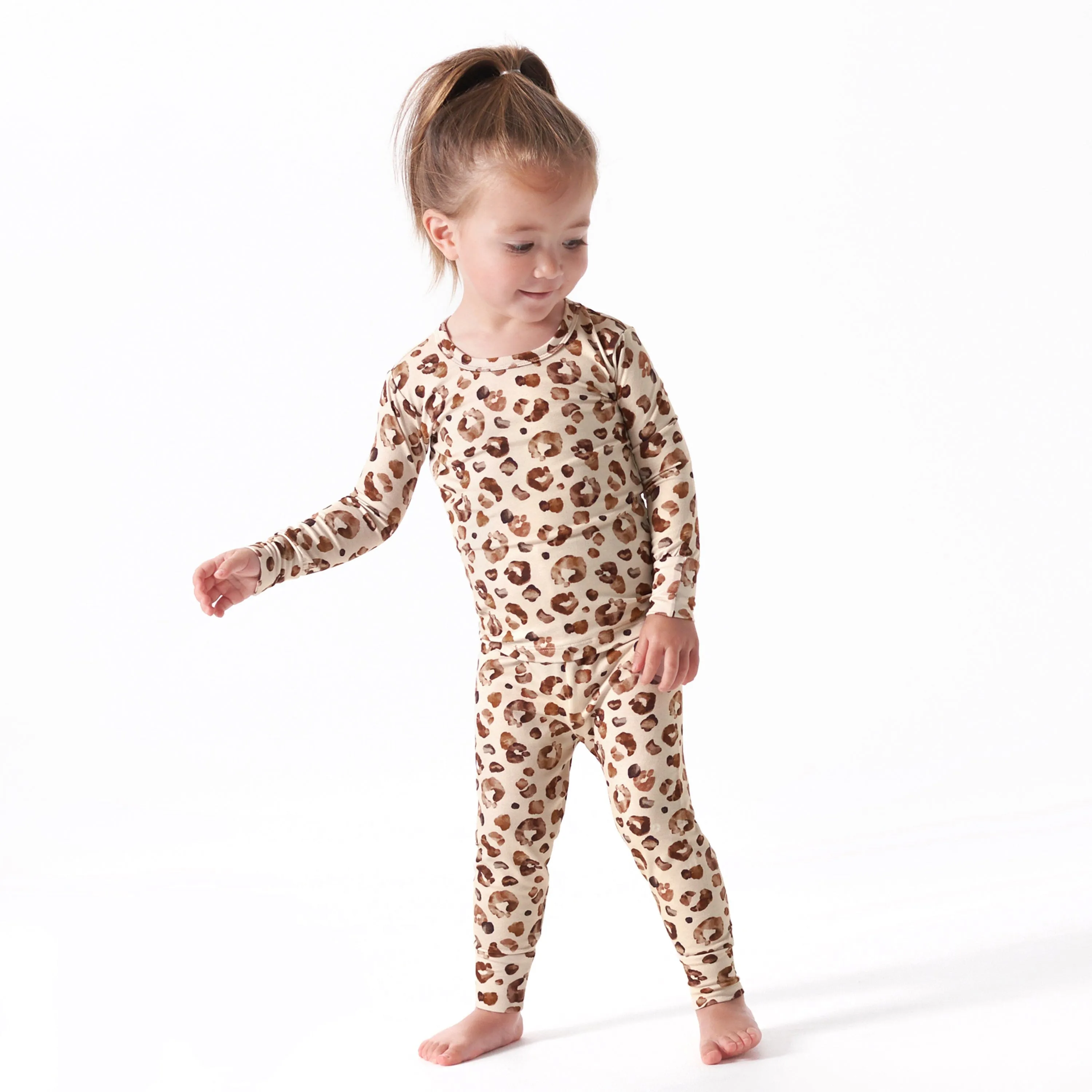 2-Piece Infant & Toddler Spotted Leopard Buttery Soft Viscose Made from Eucalyptus Snug Fit Pajamas