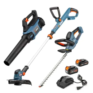 20 Volt Max* 3-Tool Cordless Combo Kit, 10-Inch String Trimmer, Blower & 18-Inch Hedge Trimmer (Batteries and Charger Included), S2K3B2-01