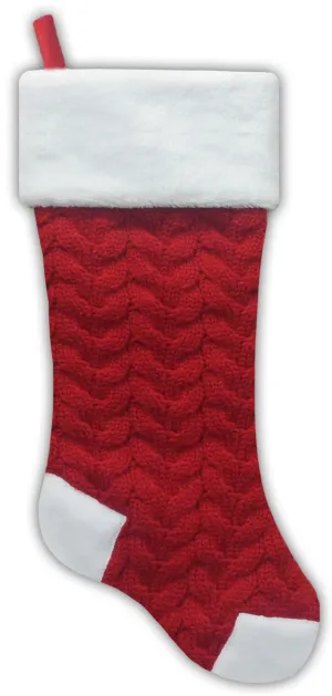 20.5" Red Cable Knit Christmas Stocking