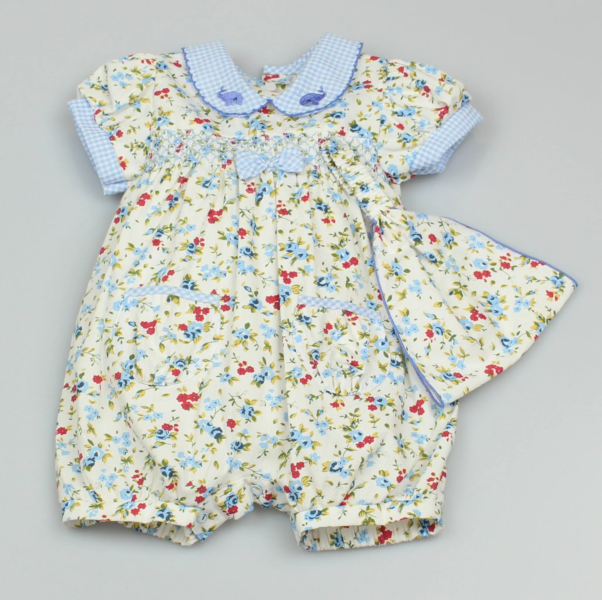 2pc Baby Floral Romper & Bandana  (0-9 Months)-RMP/GF1023