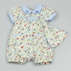 2pc Baby Floral Romper & Bandana  (0-9 Months)-RMP/GF1023