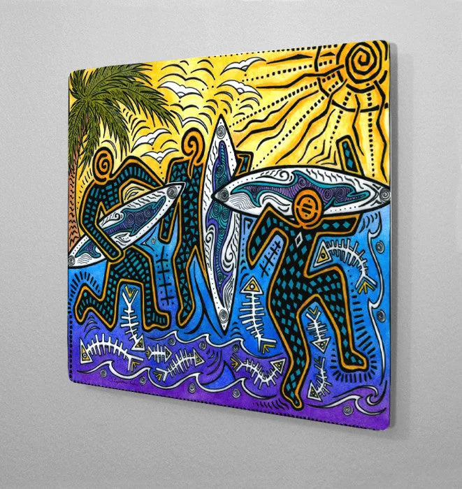 3 Surfers Aluminum Wall Art