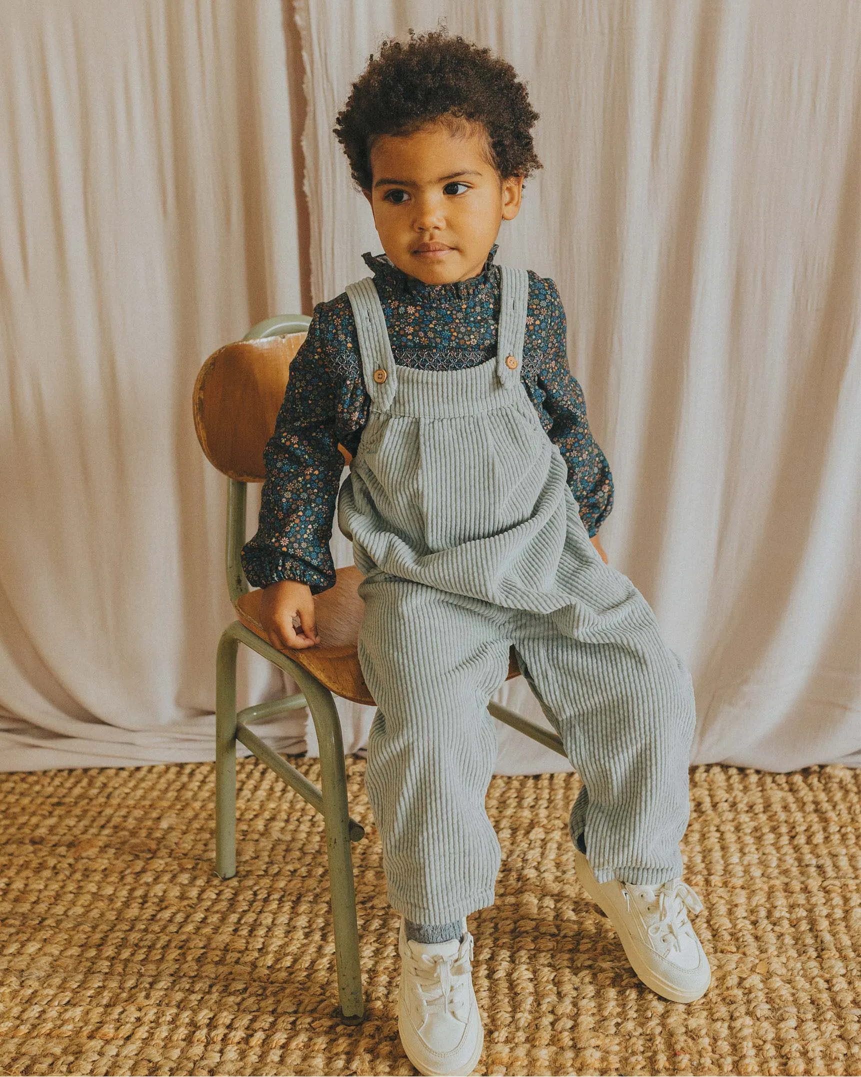 7257-CORDUROY DUNGAREE-Eucalyptus