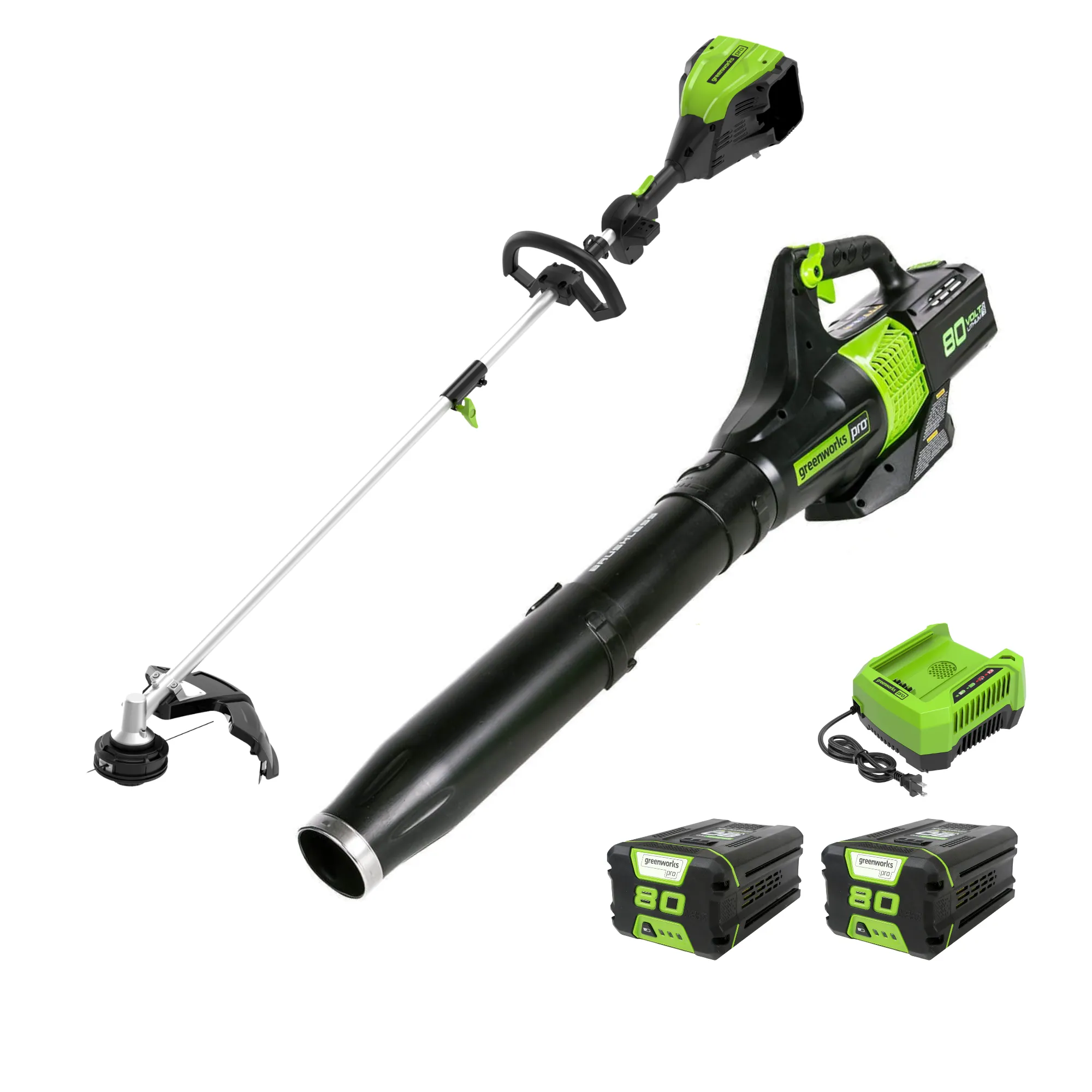 80V 16" Cordless Battery String Trimmer & 580 CFM Leaf Blower Combo Kit w/(2) 2Ah Battery & Charger