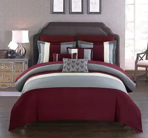 8pc Bedding Set with Duvet covers & 4 pillow cases-Burgundy