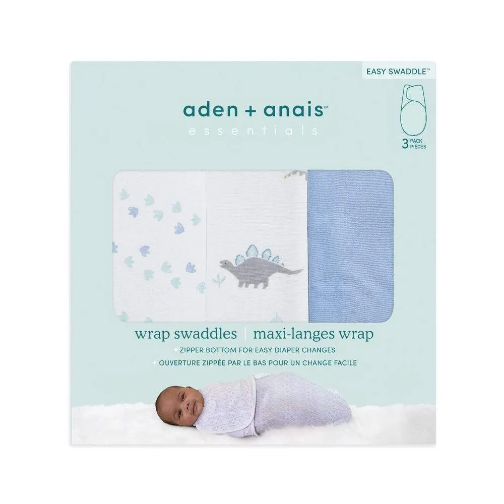 Aden and Anais 3 Pack Swaddle Wrap - Dino Rama