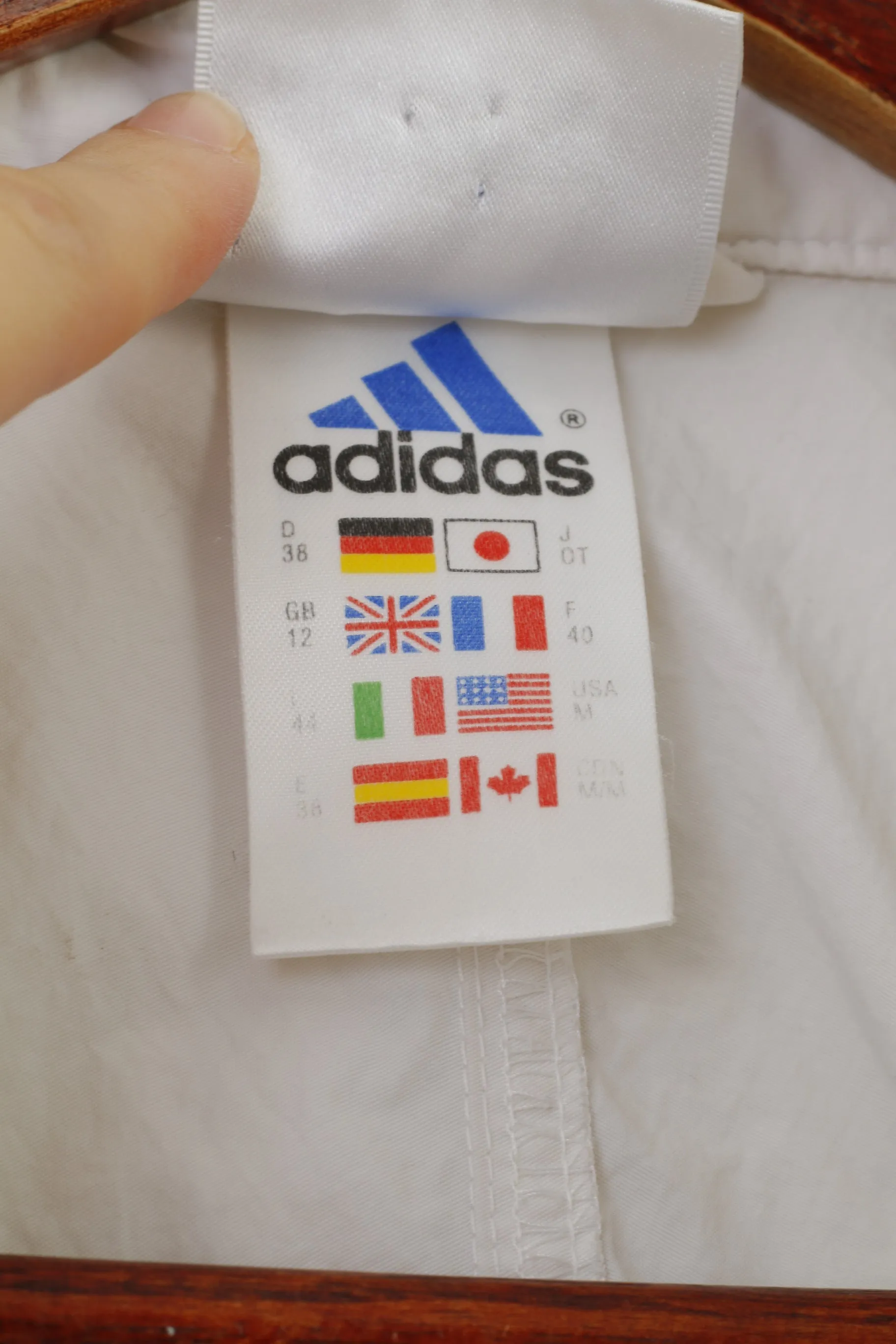 Adidas Women 12 M Jacket Zip Neck White Collar Nylon 90s Pockets Vintage Top