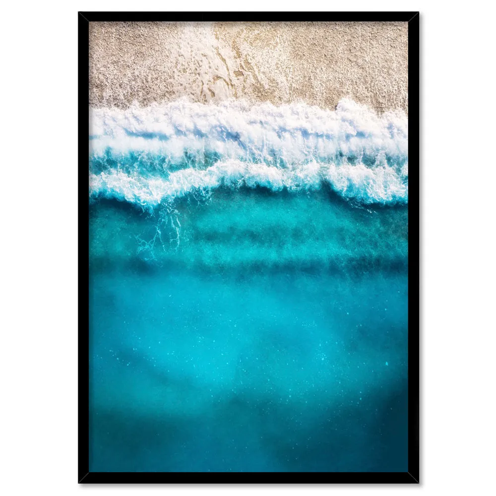 Aerial Ocean Blues & Soft Sand - Art Print