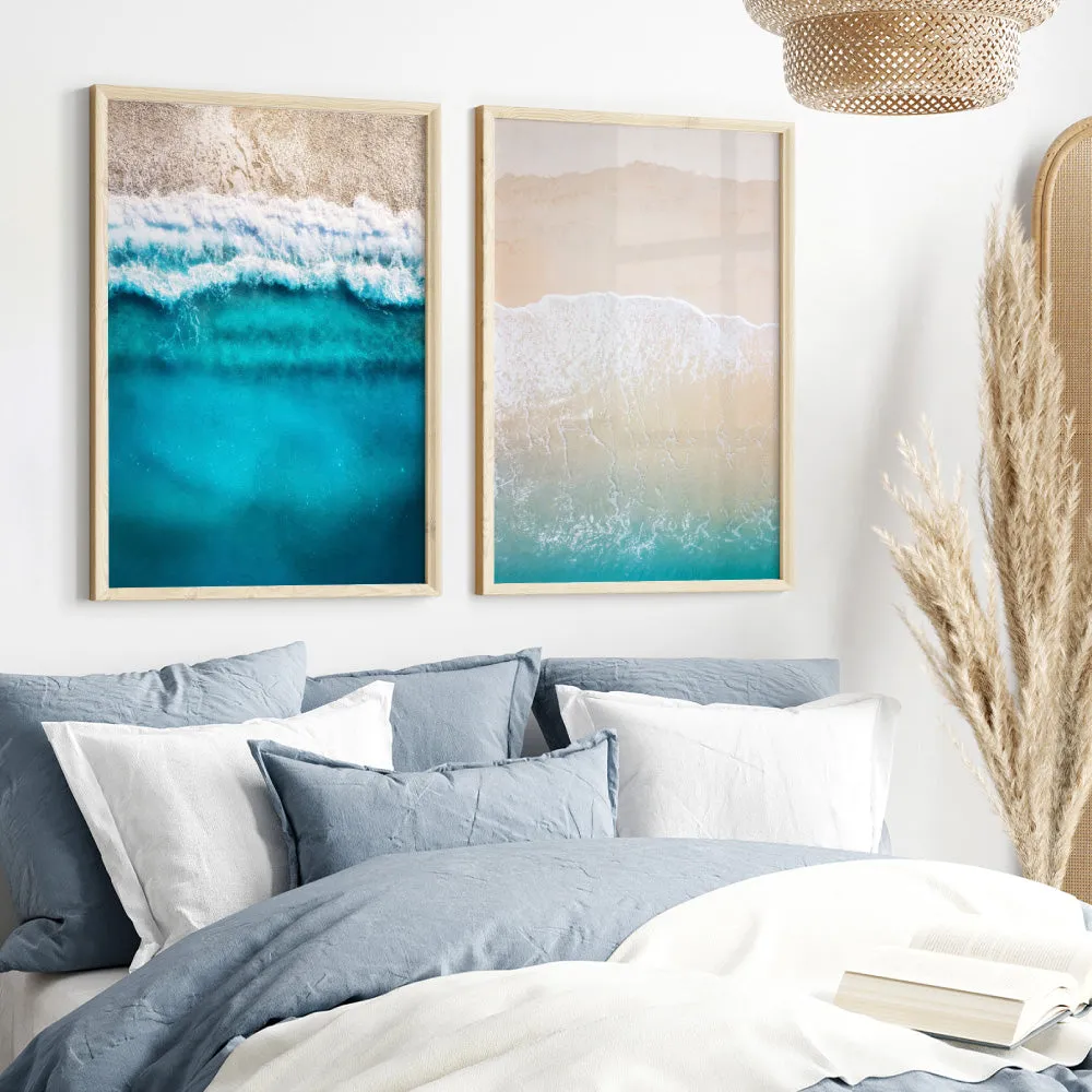 Aerial Ocean Blues & Soft Sand - Art Print