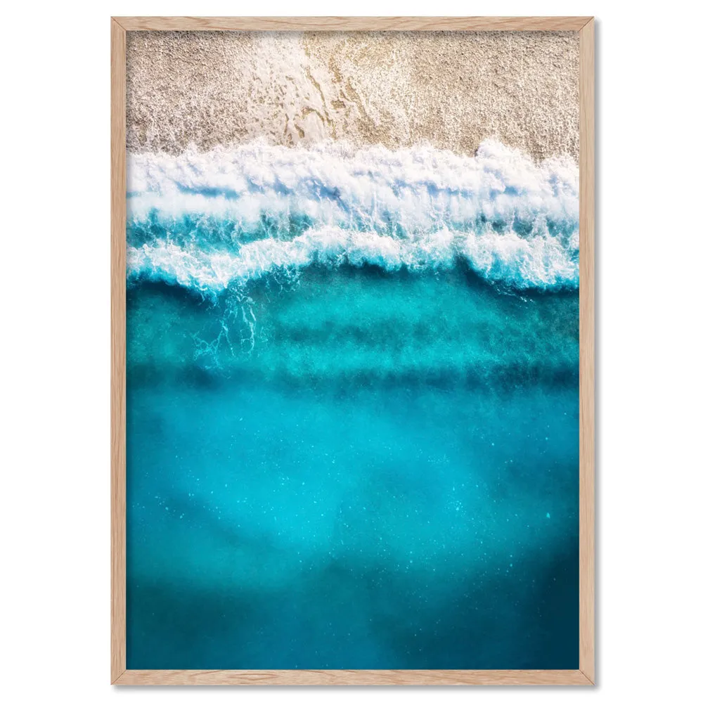 Aerial Ocean Blues & Soft Sand - Art Print