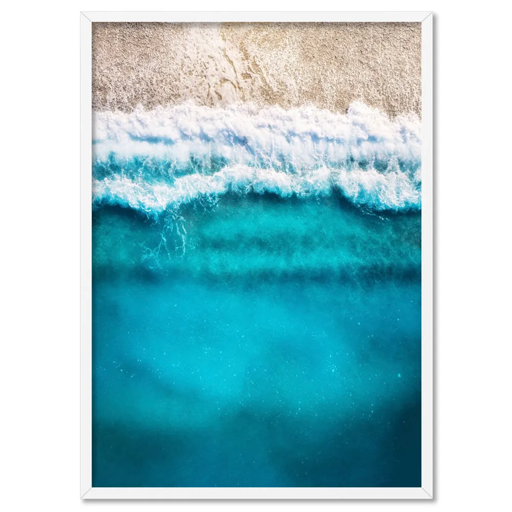 Aerial Ocean Blues & Soft Sand - Art Print