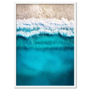 Aerial Ocean Blues & Soft Sand - Art Print