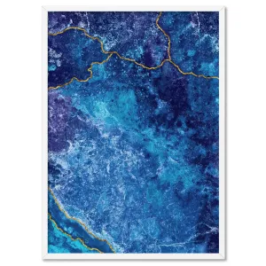 Agate Geode Lapis Lazuli II (faux gold lines)- Art Print