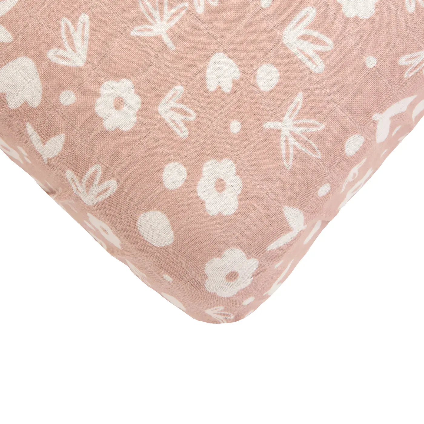 All 4 Ella Bamboo Cotton Fitted Cot Sheet - Dusty Pink Daisy