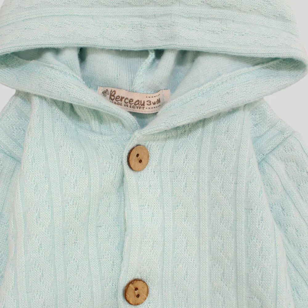 Aqua Long-Sleeved Hooded Baby Footie