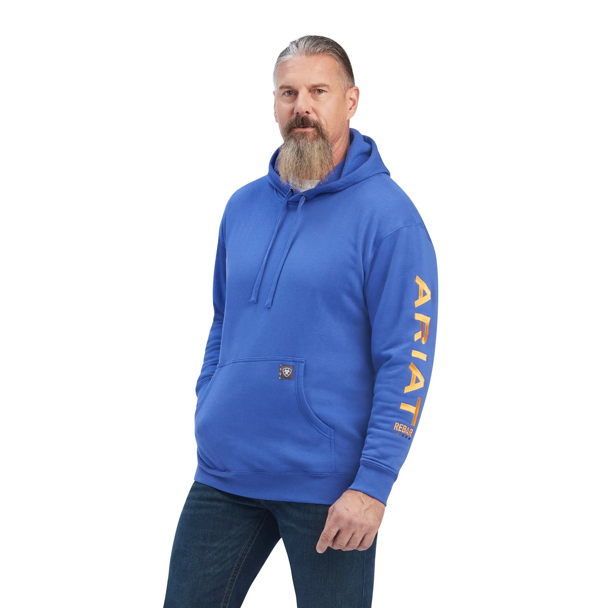 Ariat Rebar Mens Hoodie in Deep Ultramarine - Graphic Design, Comfortable & Durable