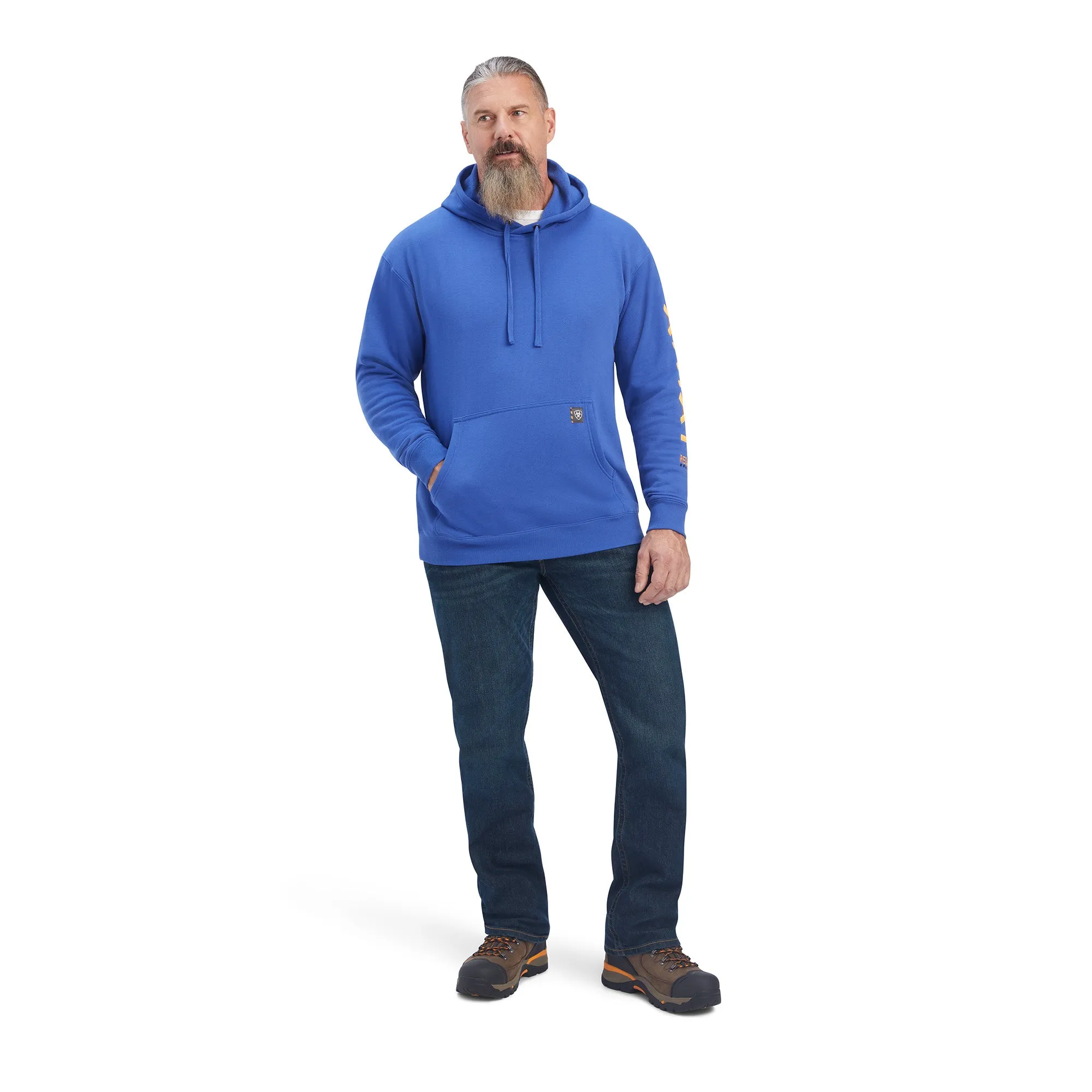 Ariat Rebar Mens Hoodie in Deep Ultramarine - Graphic Design, Comfortable & Durable