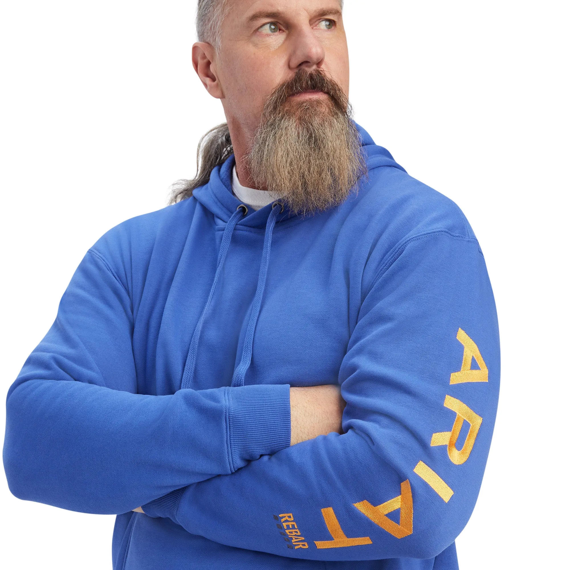 Ariat Rebar Mens Hoodie in Deep Ultramarine - Graphic Design, Comfortable & Durable