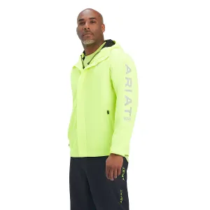 High-Visibility Waterproof Ariat Mens Rebar Stormshell Logo Jacket in Safety Yellow