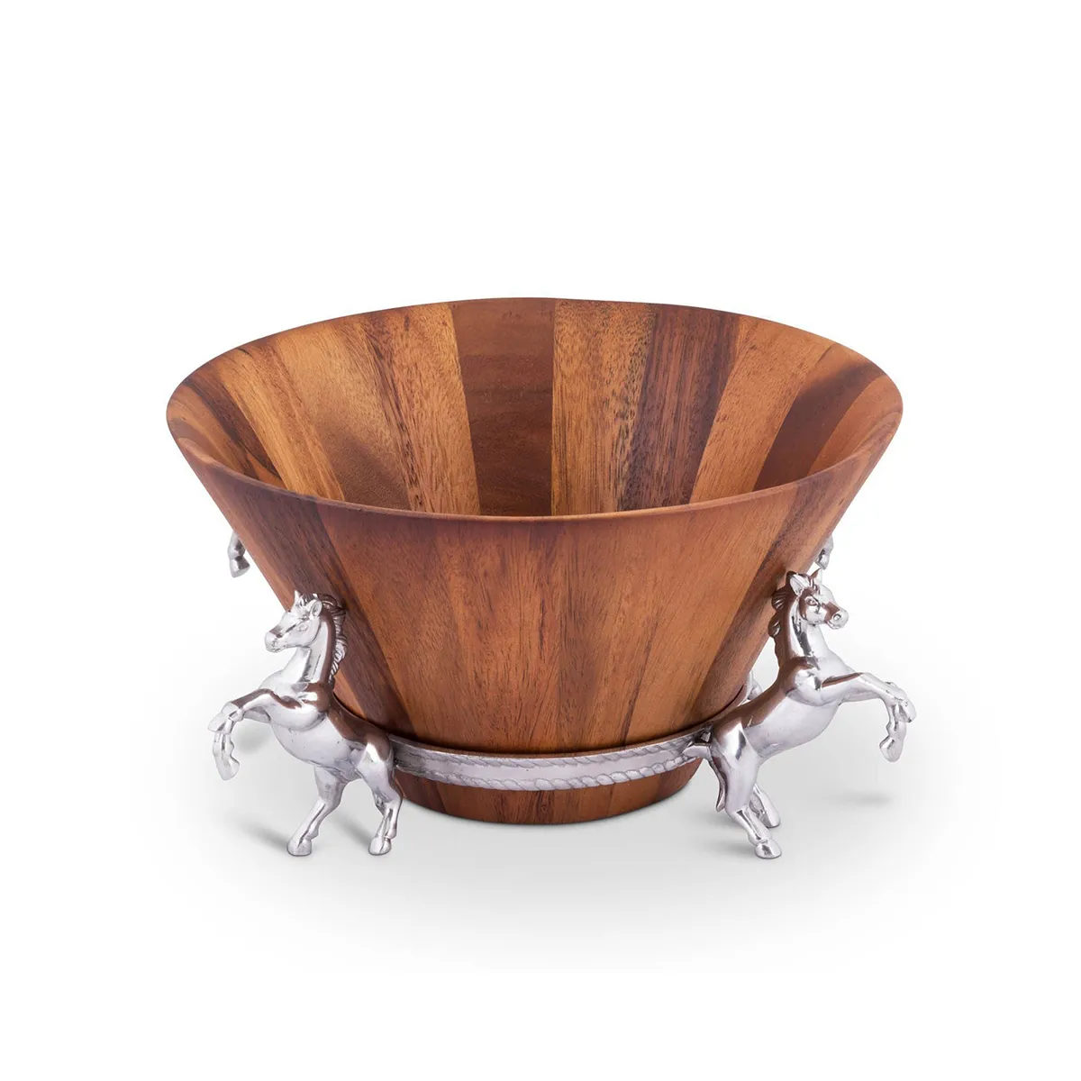 Arthur Court Horse Wood Tall Salad Bowl