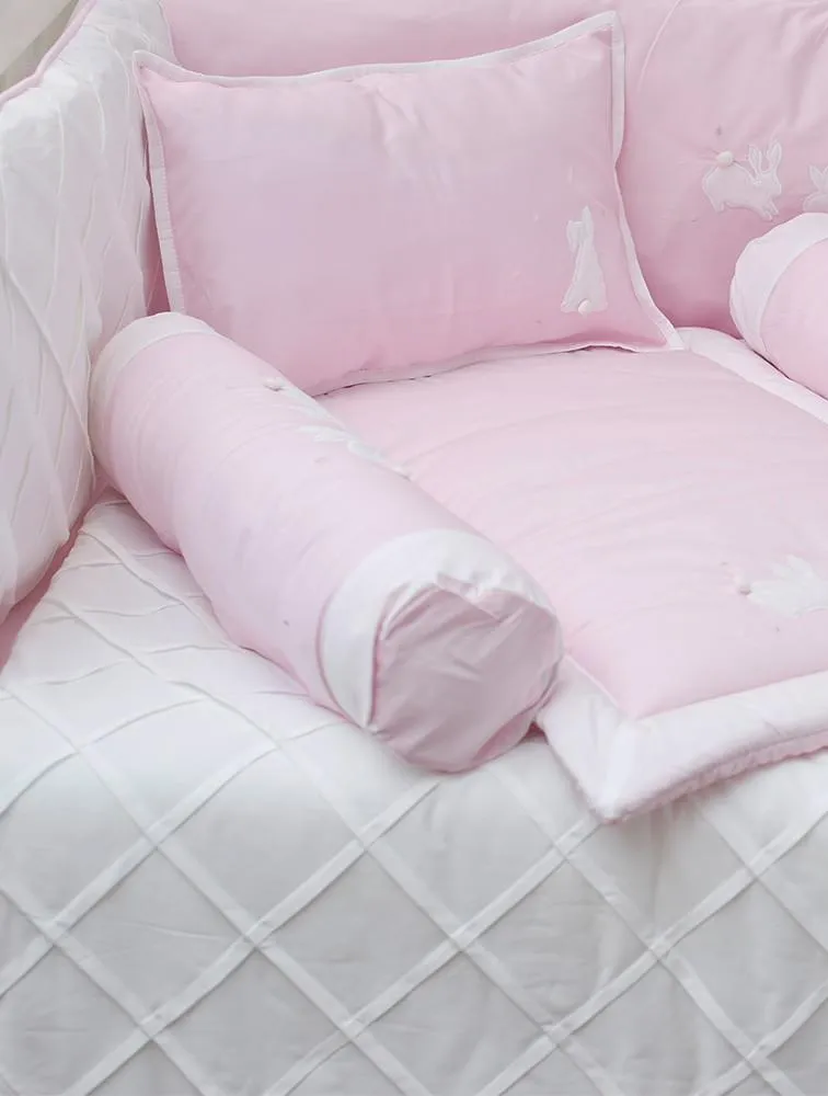 Baby Bolster Pillow Cover – Pink Rabbit Theme