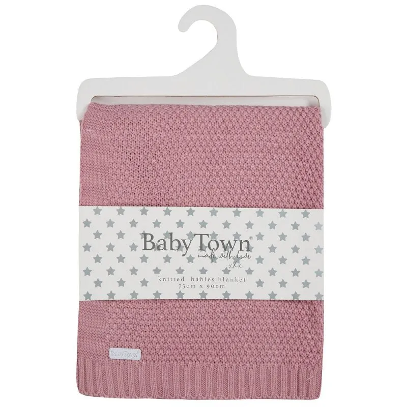 BABY DUSKY PINK KNITTED BLANKET - (PK4) 19C263