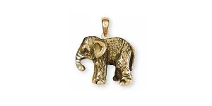 Baby Elephant Pendant Jewelry 14k Gold Handmade Wildlife Pendant EL9B-PG