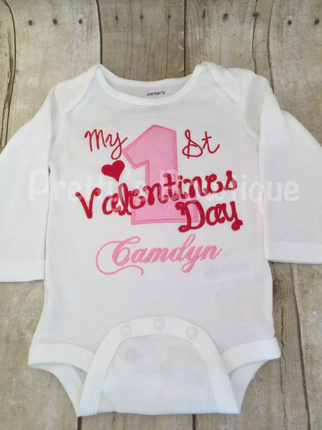 Baby Girls My 1st Valentine's Day Shirt or bodysuit -- First Valentine's Day personalized shirt, legwarmers and bow