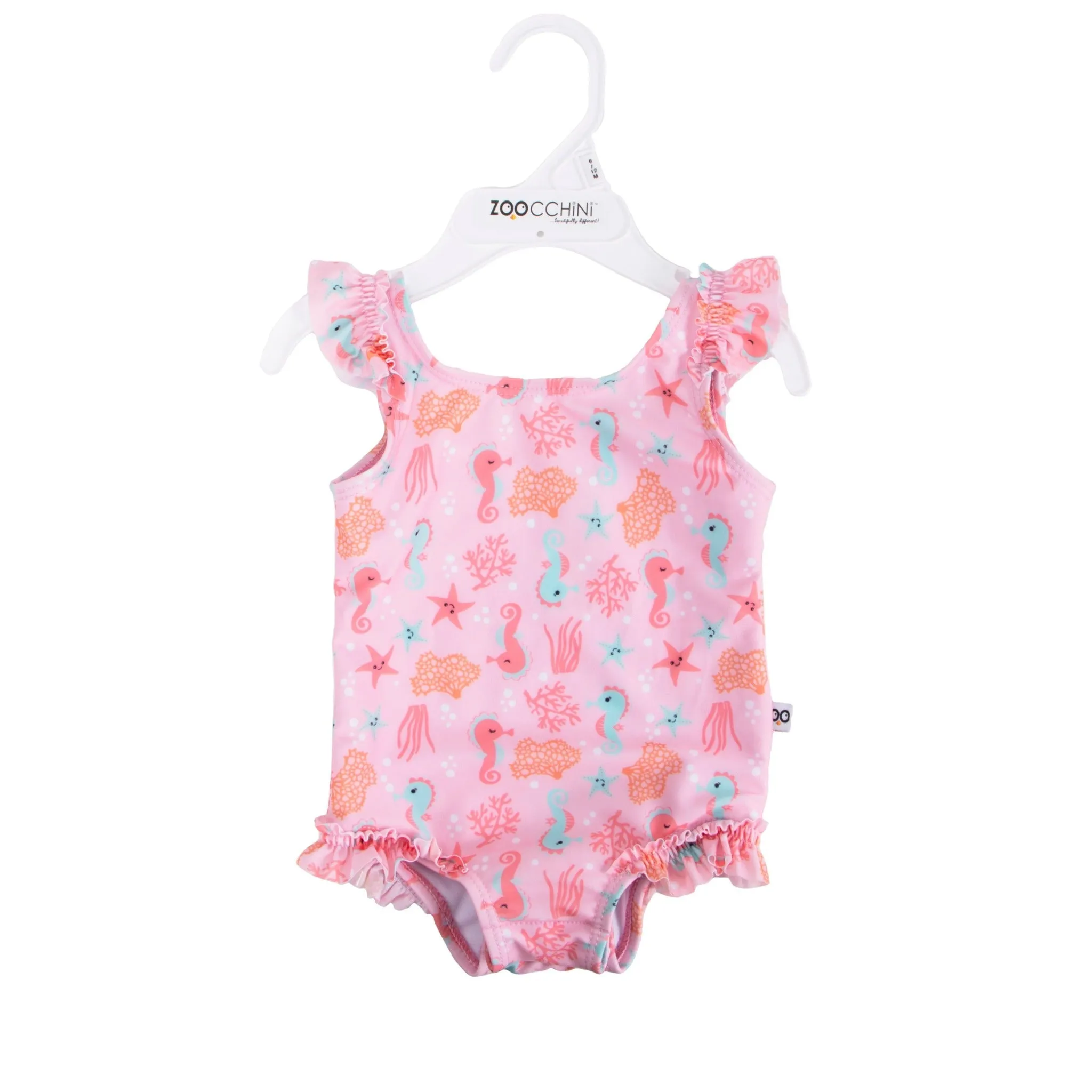 Baby Ruffled One Piece Swimsuit - Seahorse