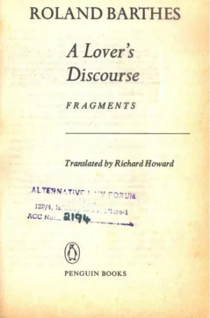 Barthes, Roland: Lovers Discourse: Fragments