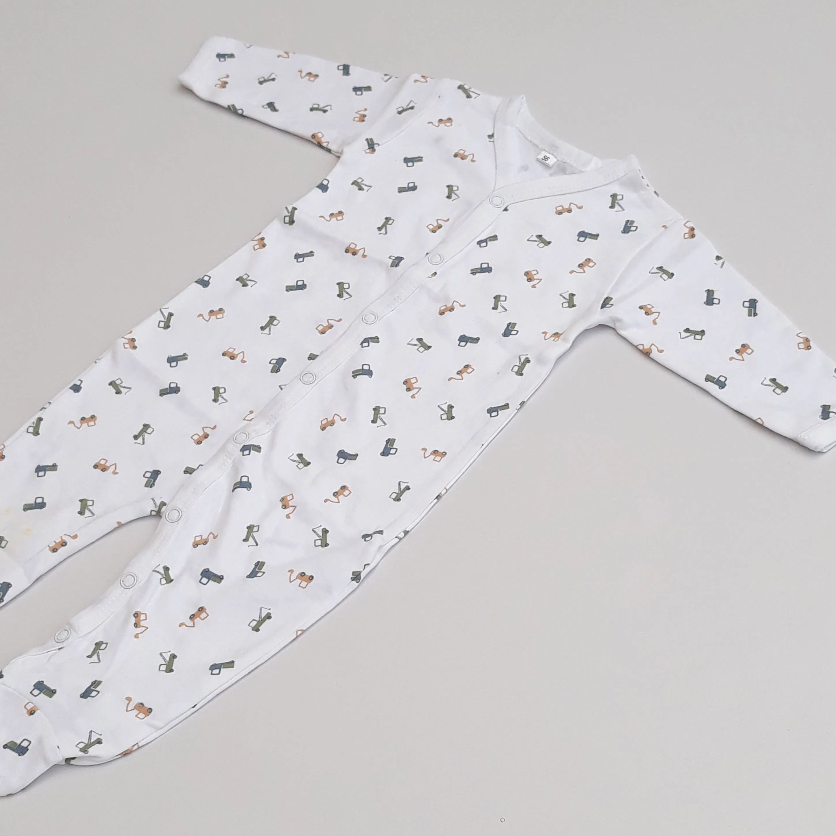 BC - Kids 'White' Organic Cotton Truck Printed Romper BC446