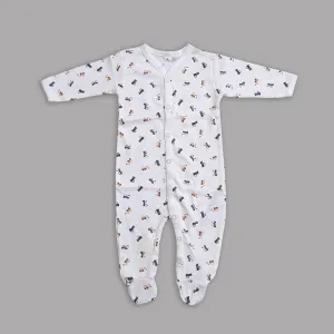 BC - Kids 'White' Organic Cotton Truck Printed Romper BC446