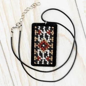 Bead embroidery kit on artificial leather Pendant  FLBB-075