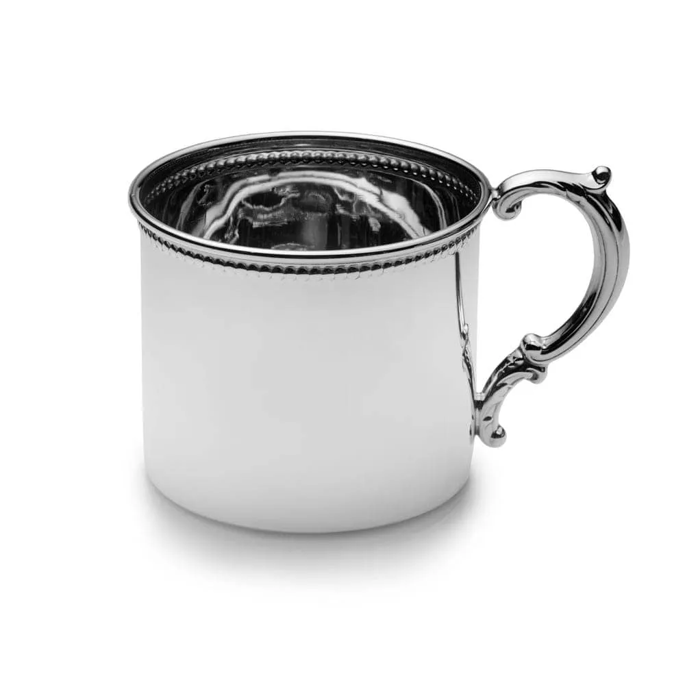 Beaded Border Sterling Silver Baby Cup