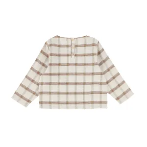 BEBE ORGANIC RUSTIC CHECKERED V NECK SHIRT [Final Sale]