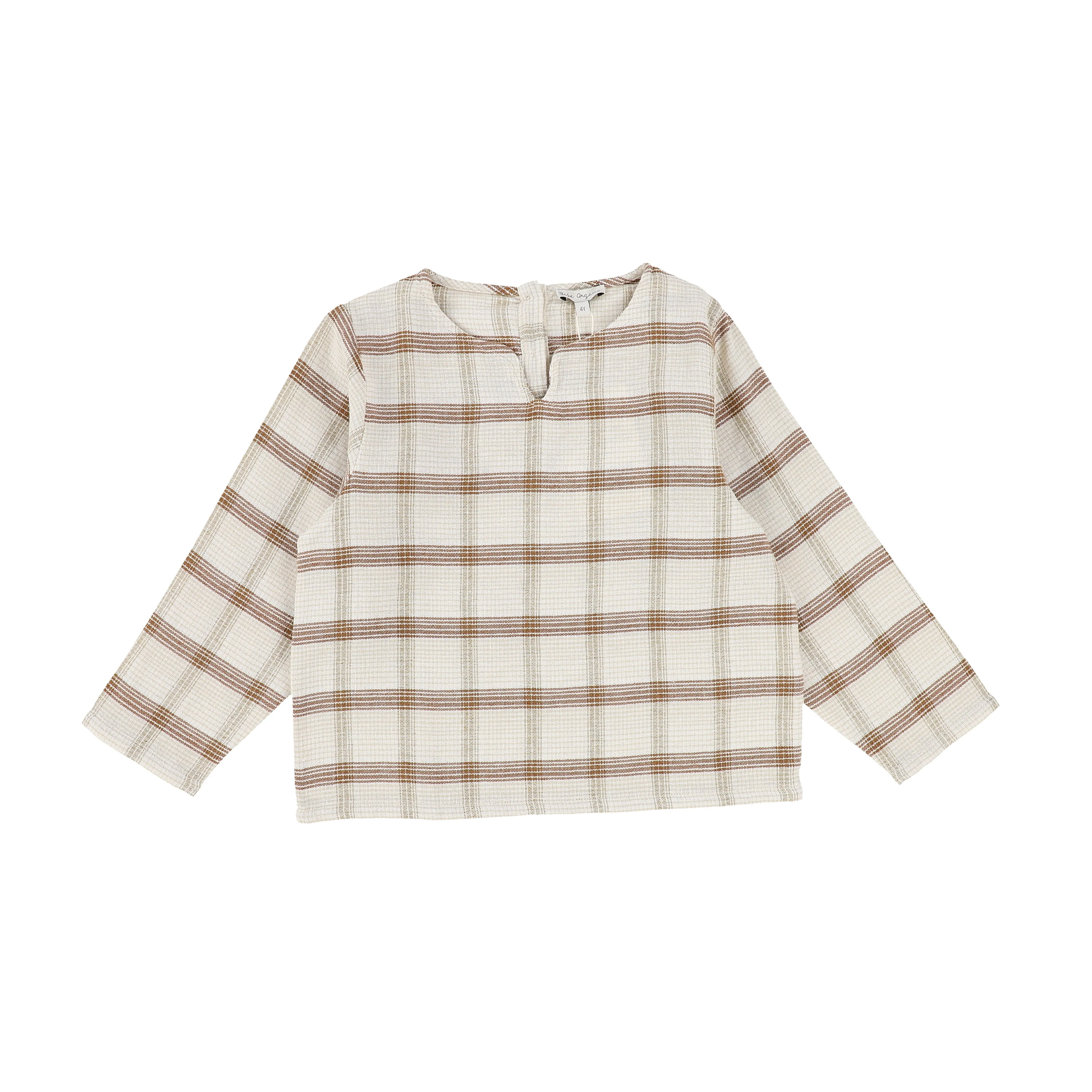 BEBE ORGANIC RUSTIC CHECKERED V NECK SHIRT [Final Sale]