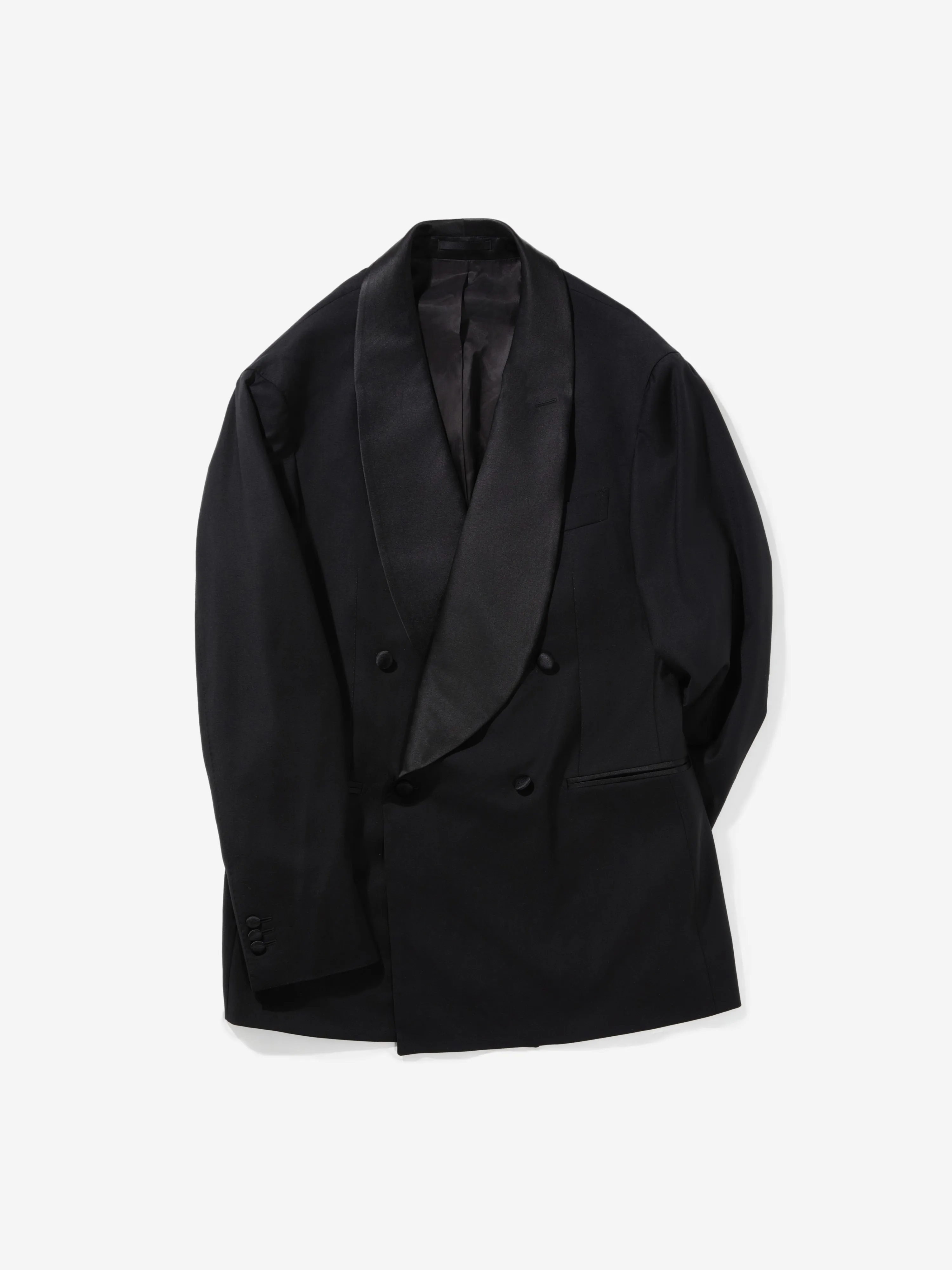 Black S130 Wool Tuxedo Jacket (DB Shawl)