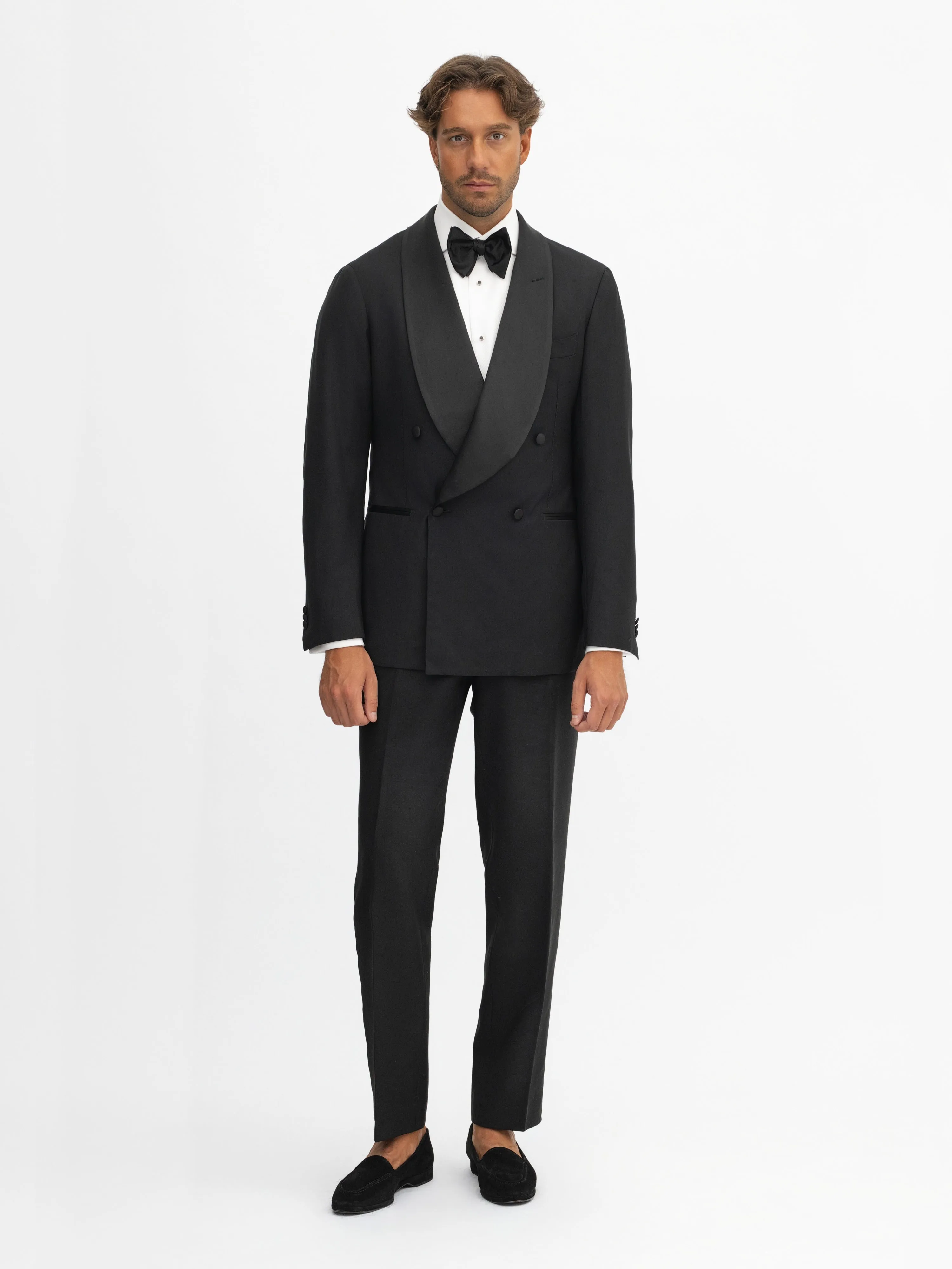 Black S130 Wool Tuxedo Jacket (DB Shawl)