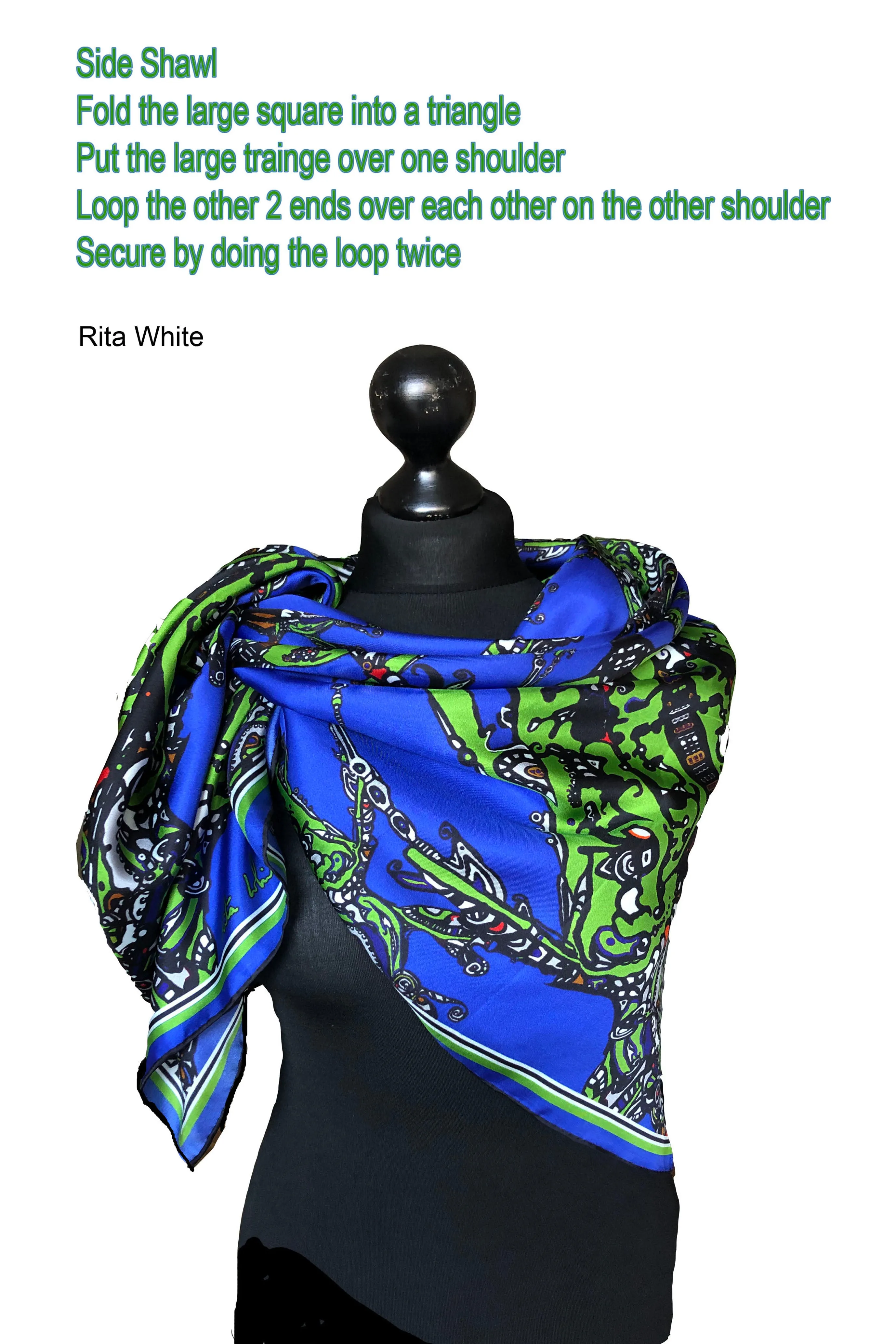 Blue /Green Beetle, 100% Silk Scarf