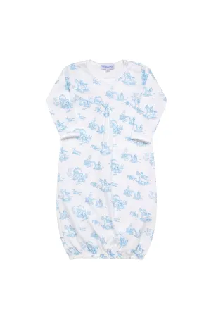 Blue Toile Baby Gown