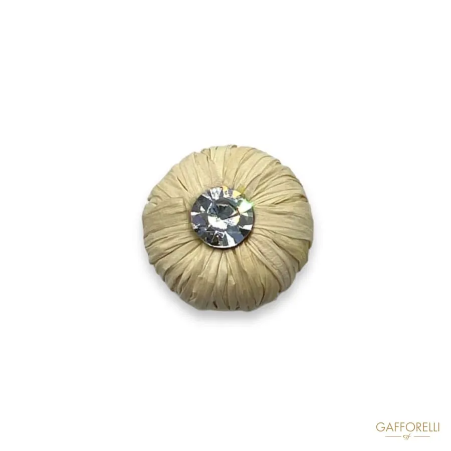 Button with Raffia and Rhinestones- Art. H359 - Gafforelli Srl